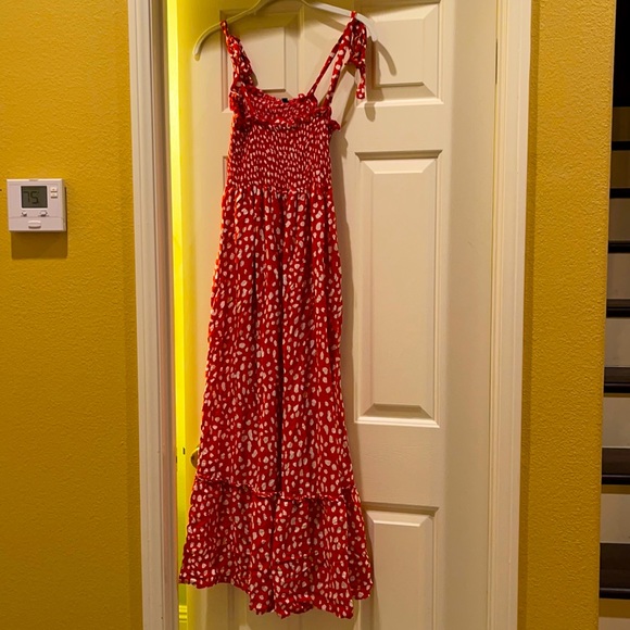 Dresses & Skirts - Red with white polka dot mid length dress-Size Large